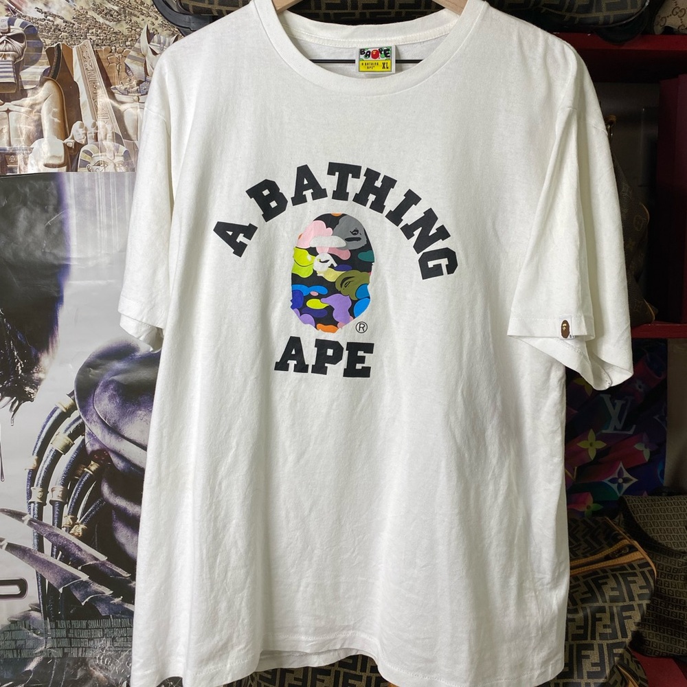 A Bathing Ape Multi Camo T-Shirt Bape College Tee fits Large